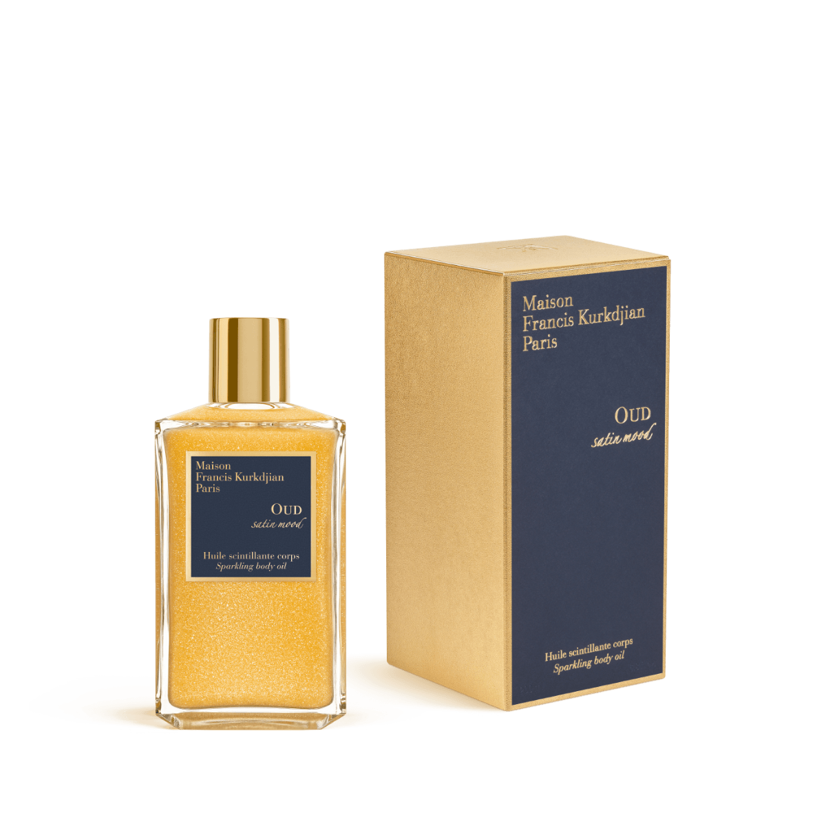 Image of OUD satin mood sparkling body oil by the perfume brand Maison Francis Kurkdjian